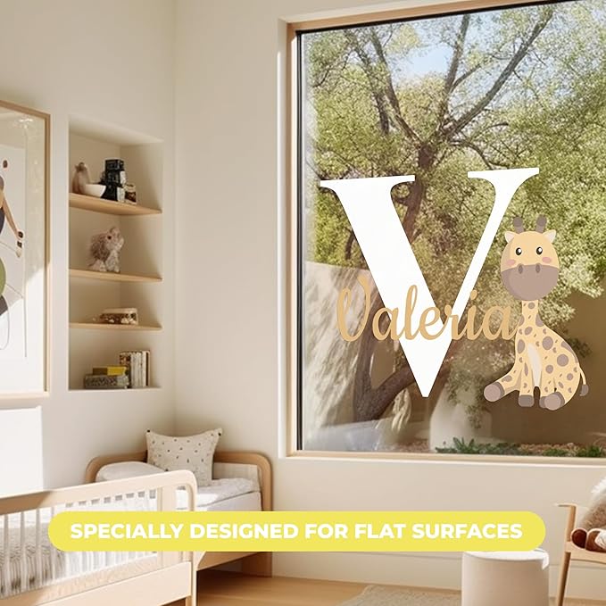 CRYPTONITE Personalized Name Jungle Animals Vinyl Wall Decor I Nursery Wall Decal for Baby Boy & Girl Decoration I Stickers for Kids I Multiple Options for Customization (B. Giraffe)-CubbioJoy