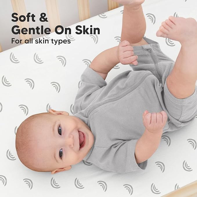 KeaBabies 2-Pack Organic Crib Sheets for Boys, Girls - 52x28 Fitted Crib Mattress Sheet Neutral, Breathable Jersey Cotton Cover for Baby Bed, Toddler Mattress, Soft & Cute Prints (Rainbow)-CubbioJoy