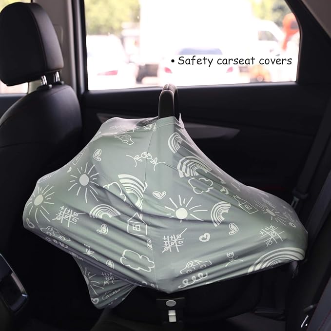 Carseat Canopy Breastfeeding Cover - Multi Use Infant Stroller Cover, Car Seat Covers for Babies, Baby Shower Gifts for Boys and Girls (Creativity)-CubbioJoy