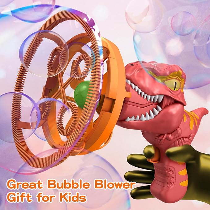 Dinosaur Bubble Machine for Kids 3 4 5 6 Years Old, Dinosaur Bubble Maker Toy Gun for Boys Girls 3-5 Years, Dino Bubble Blower Party Favor Gift for Toddler Kids 4 5 6 Years Old-CubbioJoy