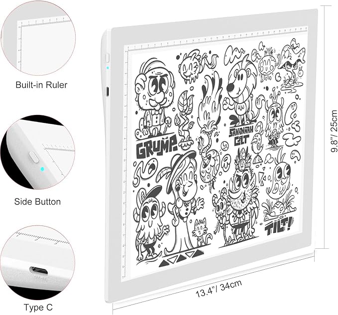 A4 Rechargeable Light Pad with Carry Bag, KOBAIBAN Wireless Magnetic Tracing Light Box, 5-Level Brightness LED Light Board, Cordless Battery Powered Light Drawing Table for DIY Diamond Painting(White)-CubbioJoy