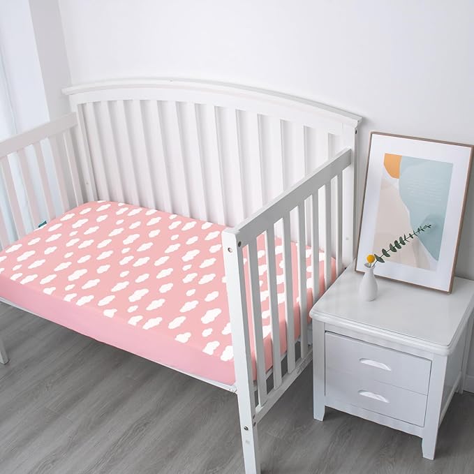 4-Pack Fitted Crib Sheets for Boys and Girls - Breathable, Soft Microfiber Baby Sheets in Grey and Pink-CubbioJoy