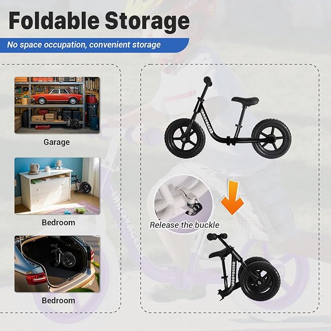 Balance Bike for Toddlers Ages 1.5–5 – No-Pedal Training Bike with Adjustable Seat & Handlebar, Lightweight Frame, Easy Assembly for Boys & Girls-CubbioJoy