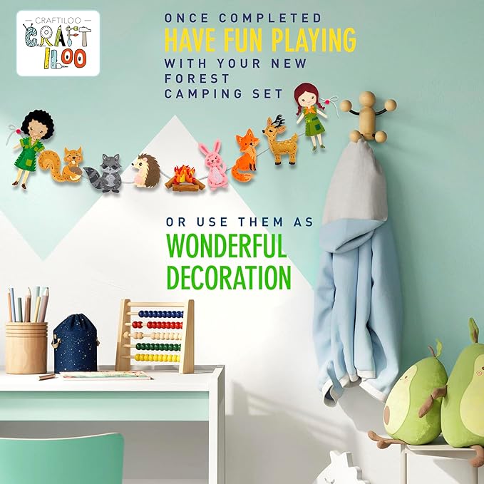CRAFTILOO Woodland Sewing Kit for Kids, Fun and Educational Fairytale Craft Set for Boys and Girls Age 8-12, Sew Your Own Felt Forest Animal Craft Kit for Beginners-CubbioJoy
