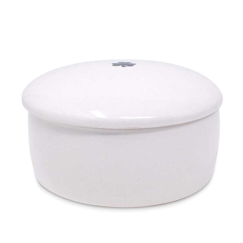 Baptism Gift or First Communion Gift, Ceramic Keepsake Box With Irish Blessing - Round Box with Shamrock in Green for Godchild-CubbioJoy