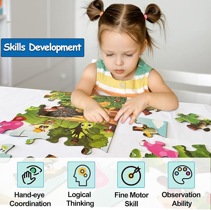 Jumbo Floor Puzzle for Kids, Large Jigsaw Puzzles 35 Piece for Kids Ages 3-5,Preschool Learning & Education Toys, Gifts for 4-8 Year Old Boys and Girls (Insect)-CubbioJoy