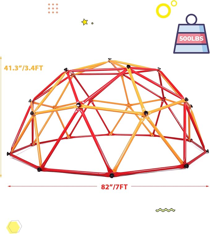 JAXPETY Climbing Dome, 7FT Outdoor Jungle Gym for Kids Ages 4-8, Toddler Monkey Bars for Backyard, Doorway Playground Climbing Structures for Toddler Climbing, Montessori Climbing Set for Dome Climber-CubbioJoy