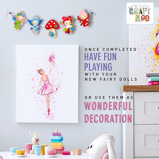 CRAFTILOO Fairy Sewing Kits for Little Girls 5 Easy Projects for Childrens Kid Crafts Make Your Own Felt Pillow Plush Craft Kit My First Sewing Kit Learn to Sew-CubbioJoy