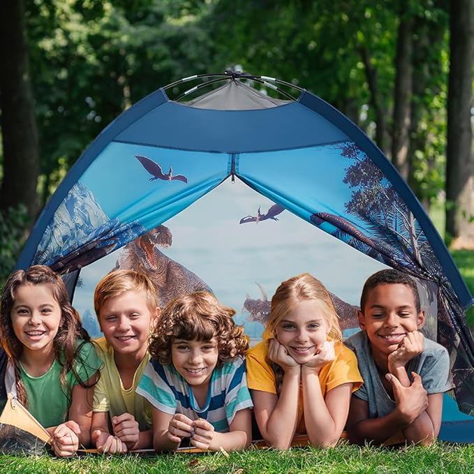 Dinosaur Kids Play Tent-61”x61”x45”Realistic Dinosaur Kids Tent Indoor & Outdoor, Pop Up Play House for Kid, Boys & Girls Age 3-12-CubbioJoy