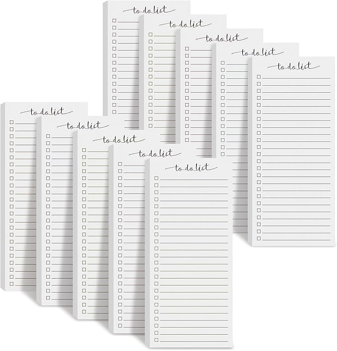 Censen 10 Pack 500 Sheets To Do List Notes Daily Checklist Notepads with 50 Sheets Each Undated Color Memo Pad Block Shopping List Pad Weekly Plan Notepad Organizer Planners(White,Lined)-CubbioJoy