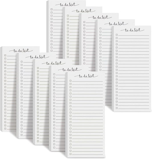 Censen 10 Pack 500 Sheets To Do List Notes Daily Checklist Notepads with 50 Sheets Each Undated Color Memo Pad Block Shopping List Pad Weekly Plan Notepad Organizer Planners(White,Lined)-CubbioJoy