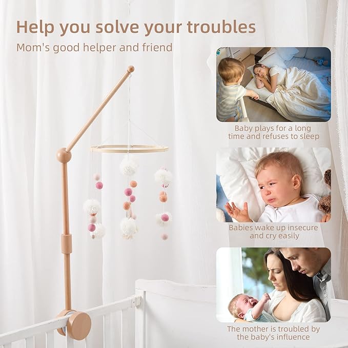 Baby Crib Mobile Arm - Wooden Baby Mobile Crib Holder 31 inch for Mobile Hanging Baby Crib Attachment for Nursery Decor-CubbioJoy