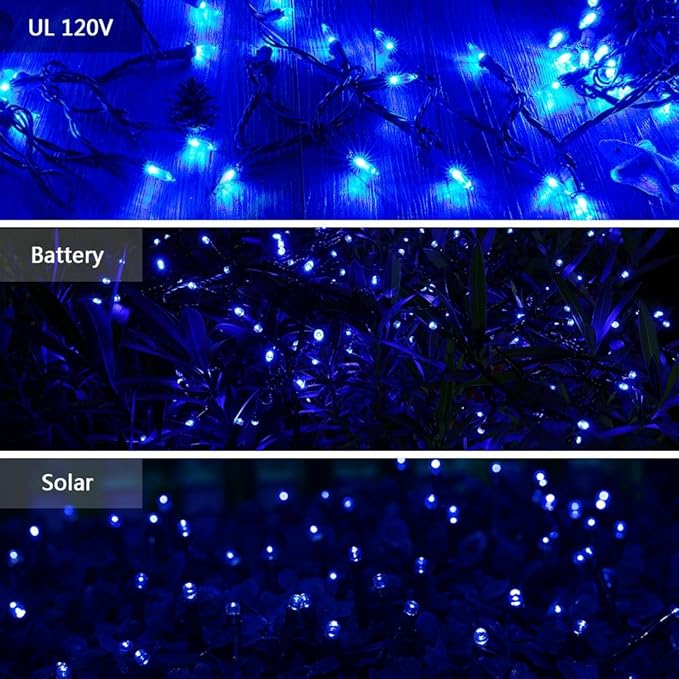 Brizled Blue Christmas Lights, 33ft 100 LED Christmas String Lights, 120V UL Certified Plug-in Xmas Tree Light Connectable Mini Xmas Light Waterproof for Home Party Wedding Indoor Outdoor Decorations-CubbioJoy