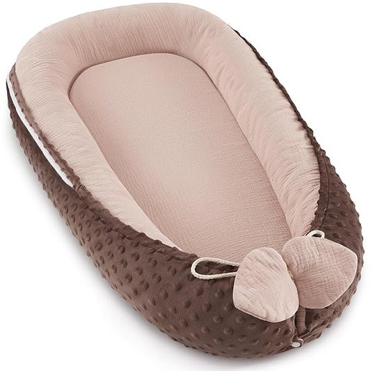 Baby Lounger - Infant Lounger Pillow for Newborn 0-24 Months, Soft, Breathable & Portable Baby Lounger Pillow for Boys & Girls, Cozy Baby Floor Seat for Home & Travel (Sand)-CubbioJoy