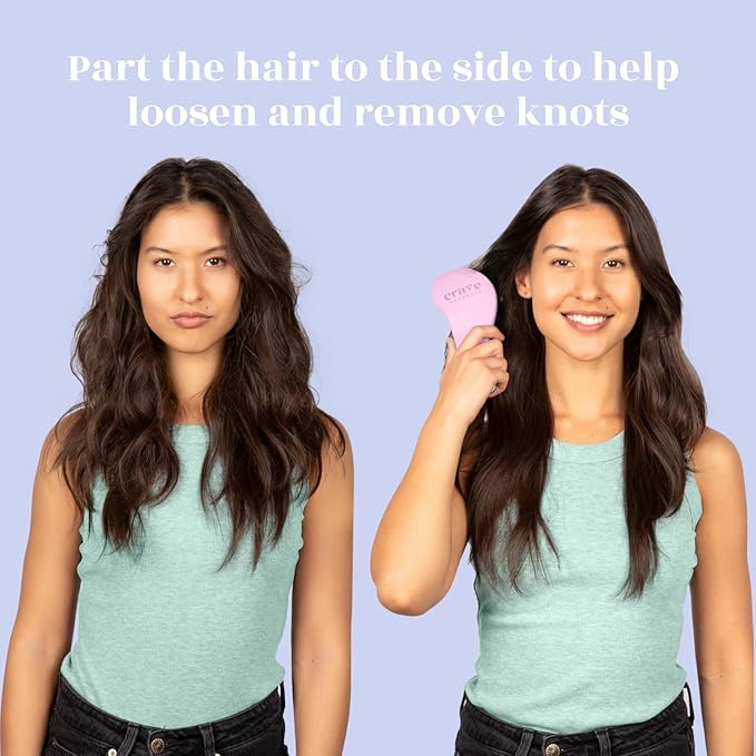 Crave Naturals Biggie Glide Thru Hair Brush - Detangler Brush for Curly, Straight, Wet or Dry Hair - Gentle Detangling Brushes for Adults, Kids, Toddlers - Hair Accessories for Women, 8.4"x3.4" - Pink-CubbioJoy