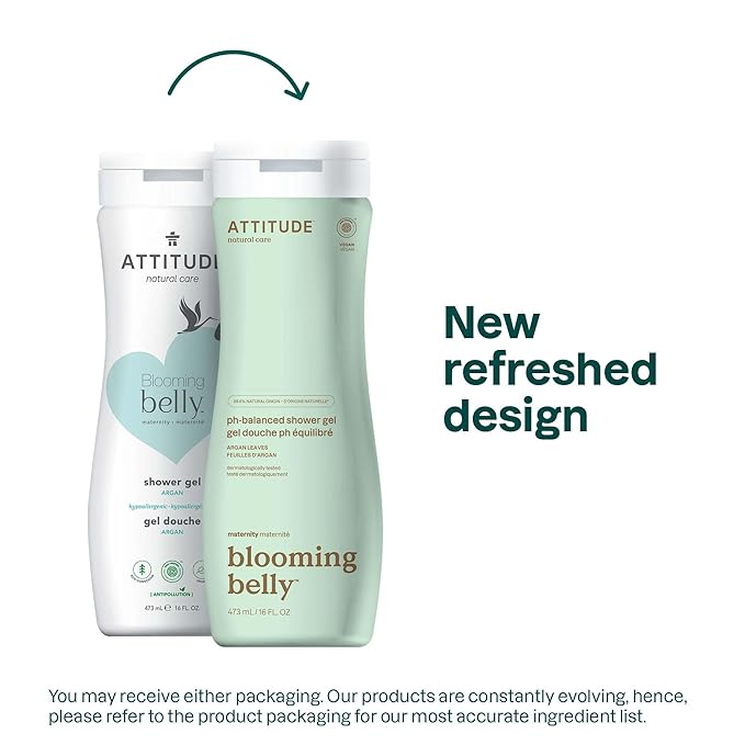 ATTITUDE Pregnancy pH-Balanced Body Wash, EWG Verified, Dermatologically Tested, Plant and Mineral-Based, Vegan Maternity Products, Argan Leaf Extract, 16 Fl Oz-CubbioJoy