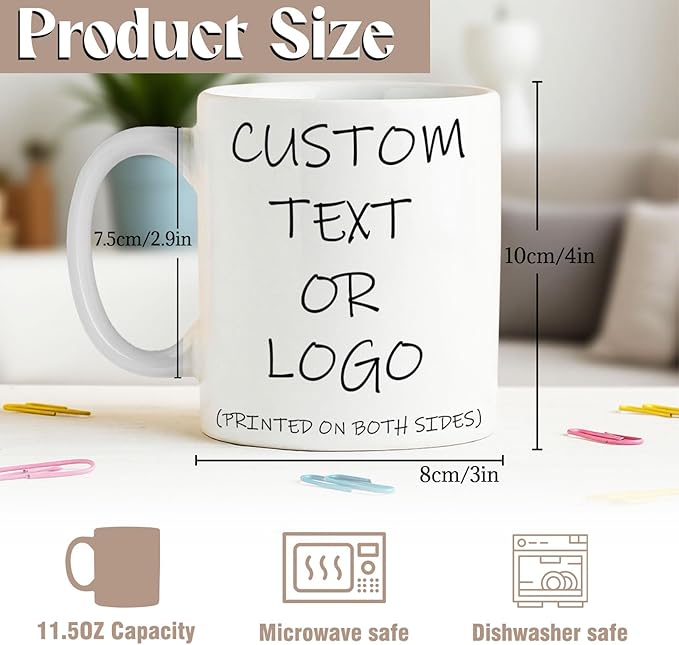 Custom Photo & Text Mug Add Personalized Text, Upload Your Image Personalized 11.5oz Mug Choose From Various Designs The Suitable Gift for Parents (C01 TEXT)-CubbioJoy