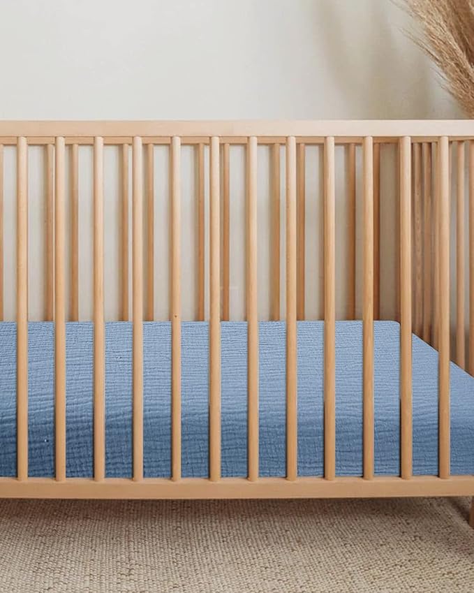 Bassinet Sheet for Baby Boy and Girl, Fitted Sheets for Rectangle, Oval, Hourglass Bassinet Mattress, Muslin Moses Basket Sheets with Neutral Style (Costume Blue)-CubbioJoy