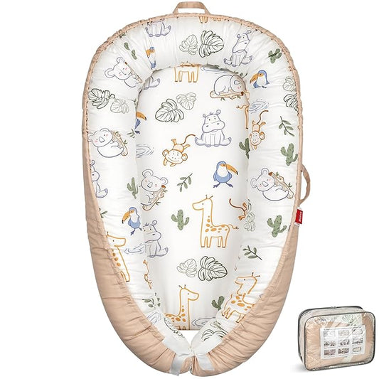 Baby Lounger - Breathable & Soft Baby Nest, Portable and Lightweight Tummy Time Lounger for Home and Travel, Ideal Newborn Babies Essentials Baby Shower Gifts-CubbioJoy