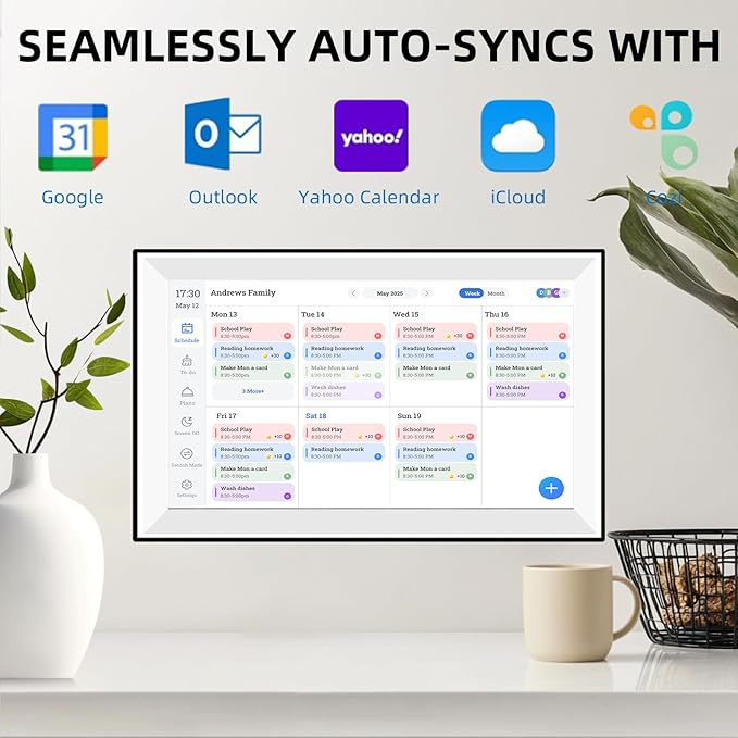 15.6" Digital Calendar Wall Planner,Touchscreen Interactive Display for Family Schedules, Achievement Rewards, Meal Planning,Digital Picture Frame, FHD 1080p Wall-Mountable Home Hub-CubbioJoy