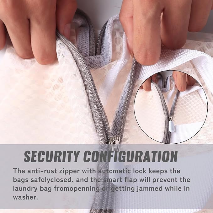 4 Pack Mesh Laundry Bag Mesh Laundry Bags Laundry with Handle for Washing Socks, Baby Items, Lingerie, Travel Garments (BEIGE, 4)-CubbioJoy