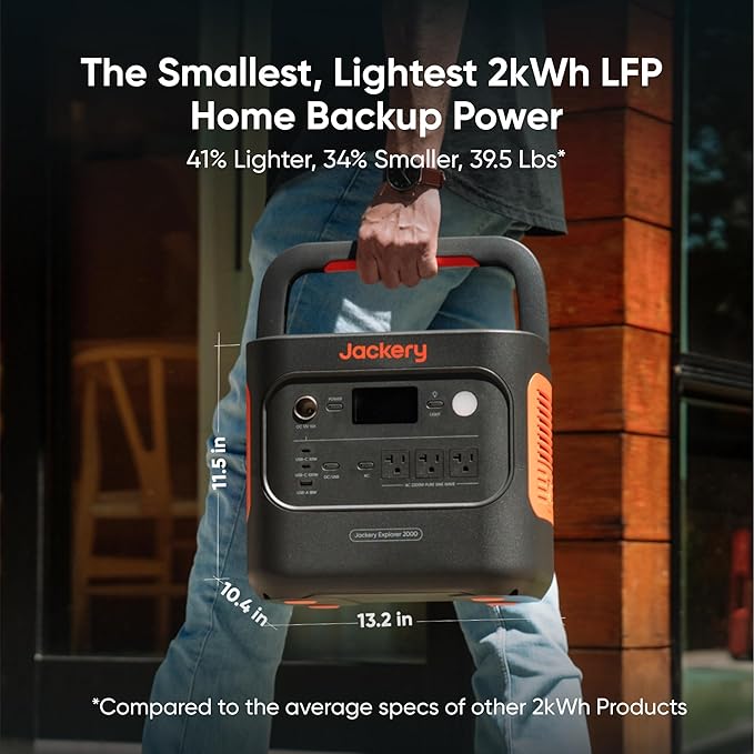Jackery Explorer 2000 v2 Portable Power Station with Low Temperature Resistant Bag, 2042Wh/2200W LiFePo4 Battery, USB-C 100W Fast Charging for Extreme Cold Condition(-40°F), Power Outages, Emergencies-CubbioJoy