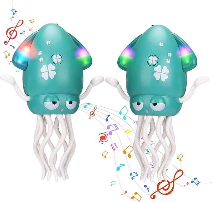 2pcs Magic Electric Dancing Octopus Toy with Led Light and Music,Green-CubbioJoy