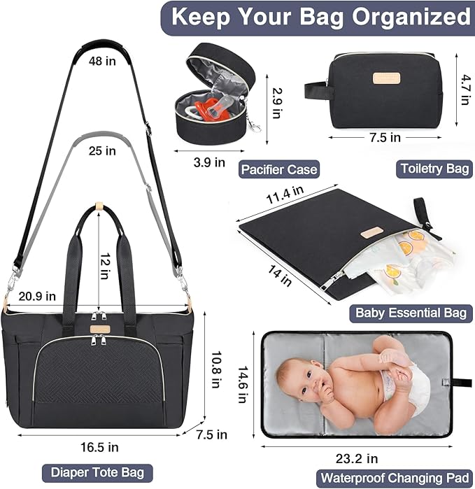 ITIEZY Diaper Bag Tote for Baby - Large Mommy Bag with Portable Changing Pad Pacifier Case, Hospital Bags Travel Baby Bag-CubbioJoy