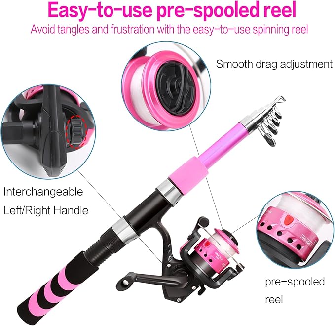 Collapsible Telescopic Fishing Rod and Reel Combo Push Button Small Fishing Pole Kit Beginner Youth Boys Fishing Starter Set Tackle-CubbioJoy