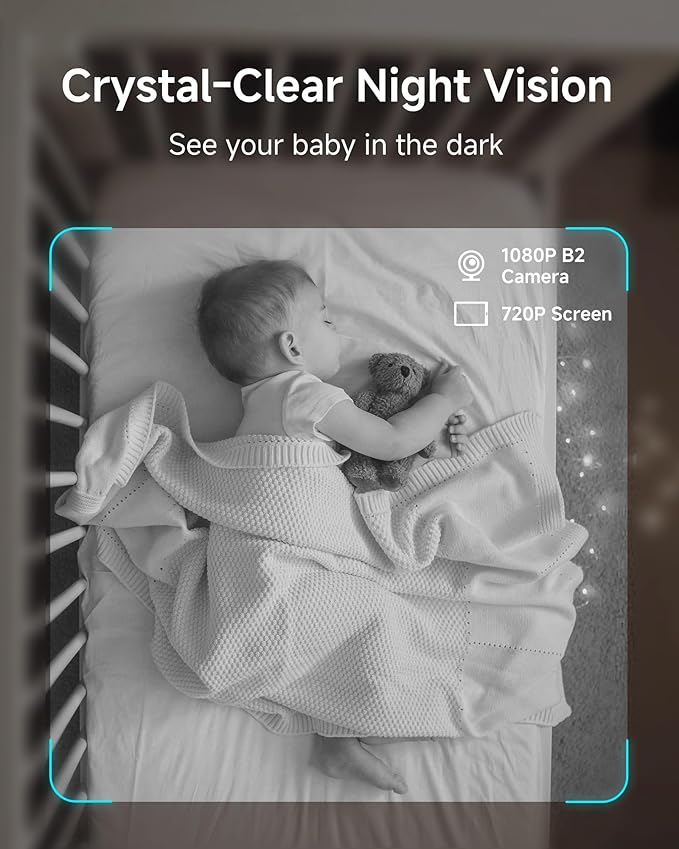 ARENTI WiFi Baby Monitor, 5-inch Wireless Display, 1080p PTZ Camera, Free Smartphone App, Encrypted Connection, Lullaby, Super Night Vision, Auto Tracking, Temp Sensor, Support Local Storage(B2 Kit)-CubbioJoy