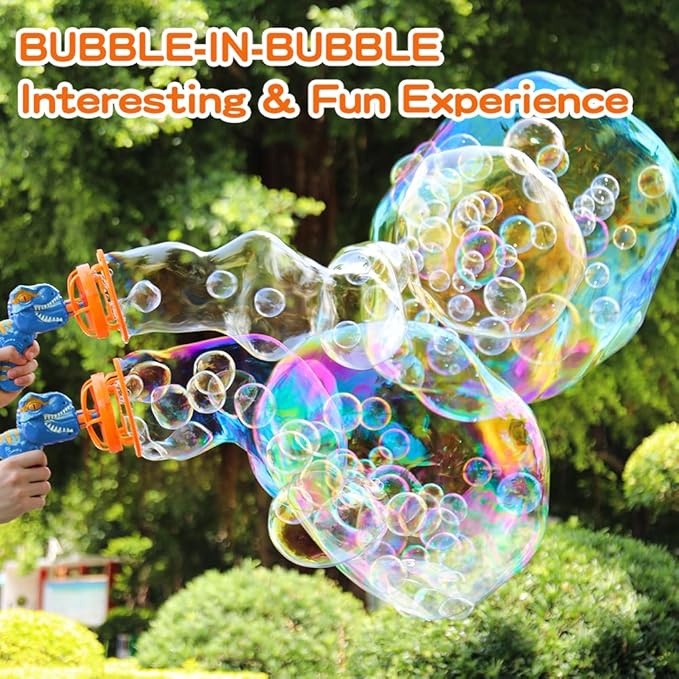 Bubble Machine Gun, Dinosaur Bubble Blower Bubbles Toy for Kids and Toddlers Bubble Maker Christmas Birthday Party Gift for Boys Girls 3 4 5 6 7 8 9(Blue)-CubbioJoy