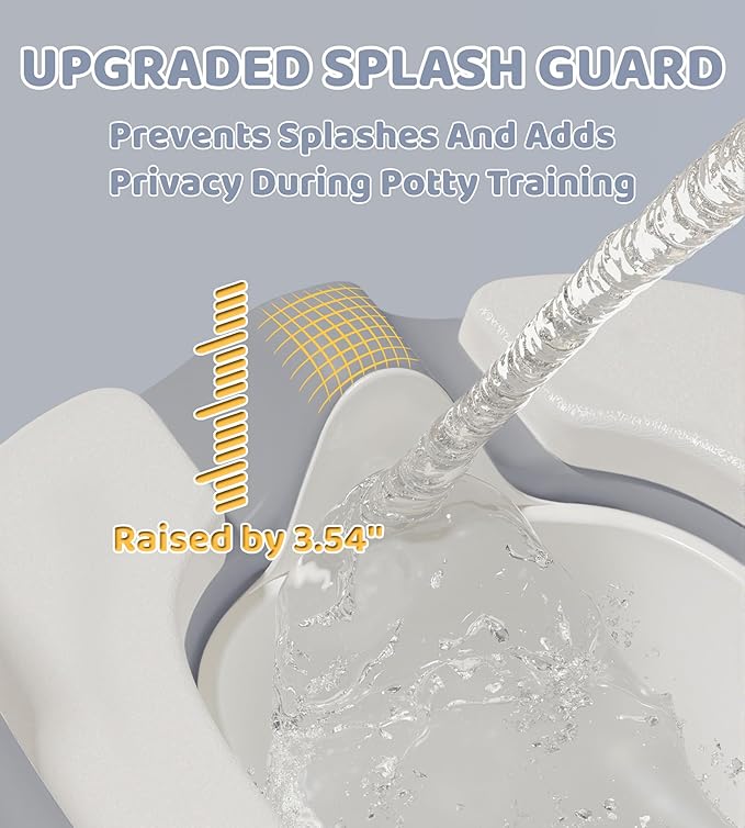 2-in-1 Toddler Potty Training Toilet Seat with Step Stool Ladder – Adjustable Height Potty Chair Urinal for Baby Boys Girls Age 1-3, Foldable Training Potty with Splash Guard & Anti-Slip Feet, Grey-CubbioJoy