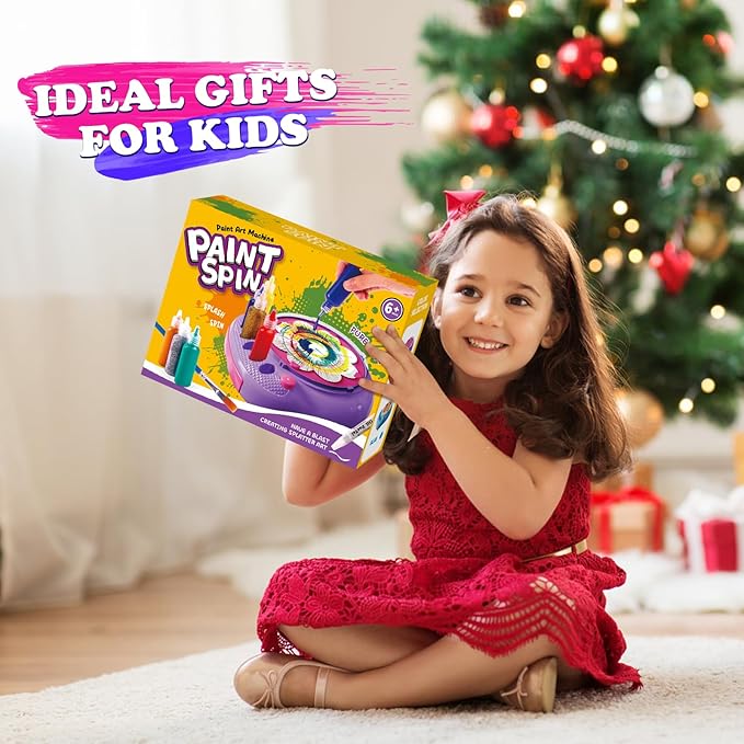 Arts and Crafts for Kids Ages 4-8,Paint Spin Art Machine Kit,Art Craft Set for 6-9 Year Old,Cool Painting Spinner Toys Kits Set,Art Supplies Birthday Gifts for Boy Girl Ages 6 7 8 9 10 11 12 Purple-CubbioJoy
