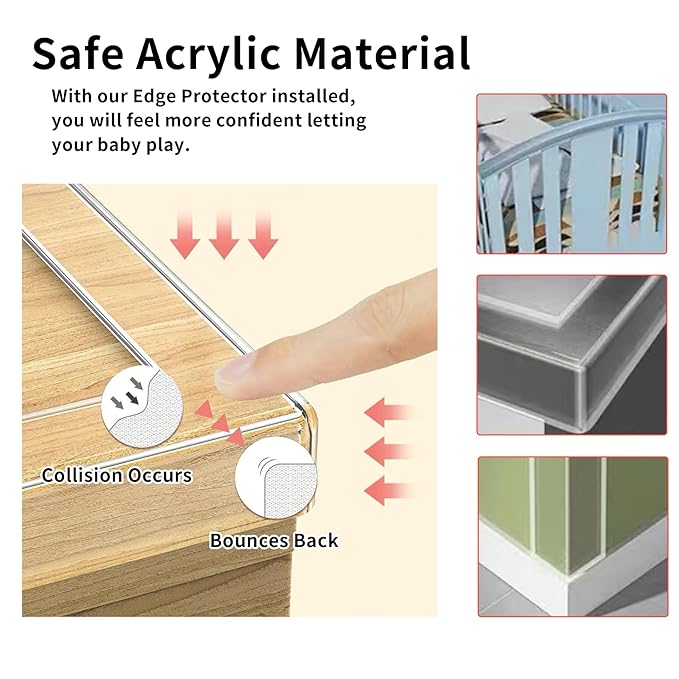 Baby Proofing Edge Protector for Baby 9.84ft,Clear Edge Protector Strip Sharp Edge Wrap Cover Tape,Corner Bumpers for Furniture,Crib Rail Covers for Teething-CubbioJoy