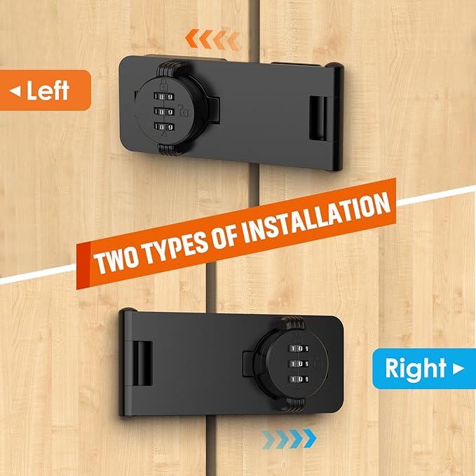 Keyless Cabinet Lock with Combination, Locker Code Lock with 3-Digit Combination, Security Door Lock for Drawers, Lockers, Bifold Doors, Small Doors, Closets, Refrigerators (Black-1pc)-CubbioJoy