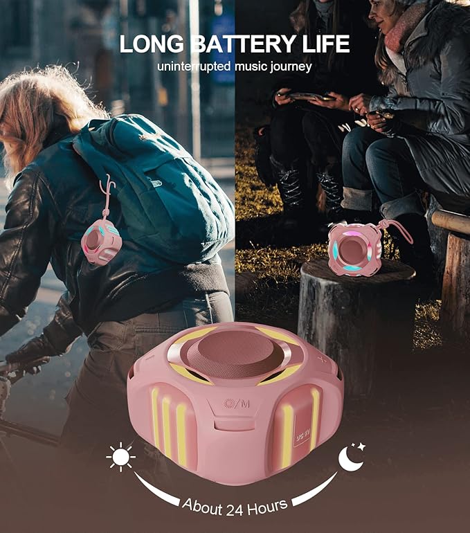 comiso Bluetooth Shower Speaker, Waterproof Bluetooth Speakers IPX7, Floating 2000mAh, Portable Wireless Speaker with LED Light, Loud HD Sound and Bass for Travel Beach Pool, Camping, Ideal Gifts.-CubbioJoy