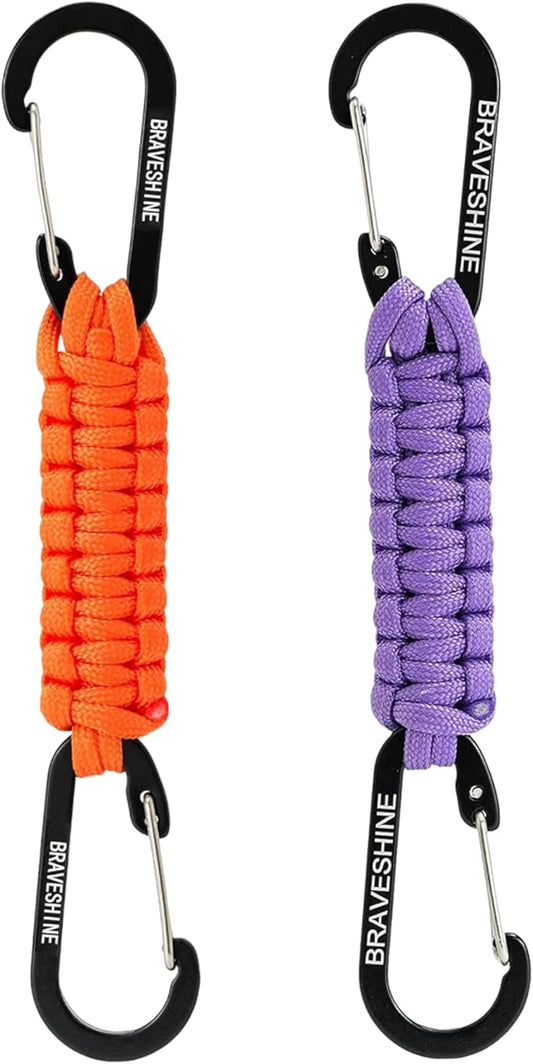 BRAVESHINE Paracord Keychain Carabiner Clip, D Ring Lanyard Hanger Stroller Hook for Water Bottle, Key, Backpacks, Men, Women-CubbioJoy