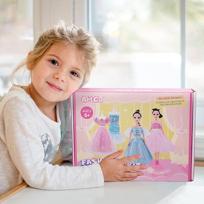AHCo. Fashion Designer Kit with 5 Mannequins & 2 Extra Poseable Dolls, Sewing & Arts Crafts Kit for Girls Ages 5 6 7 8-12, Creative Birthday Gift for Kids-CubbioJoy