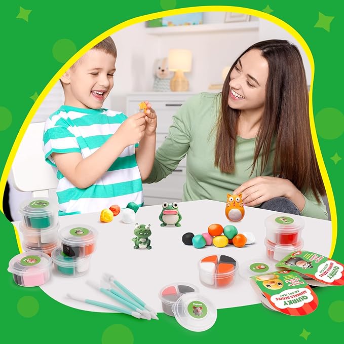 Air Dry Clay Kits for Kids, Arts and Crafts for Kids Ages 8-12, DIY 12 Animals Magic molding Clay Set with Sculpting Tools & Magnets, Modeling Toys for Boys & Girls Ages 4 5 6 7 8+ Years Old-CubbioJoy