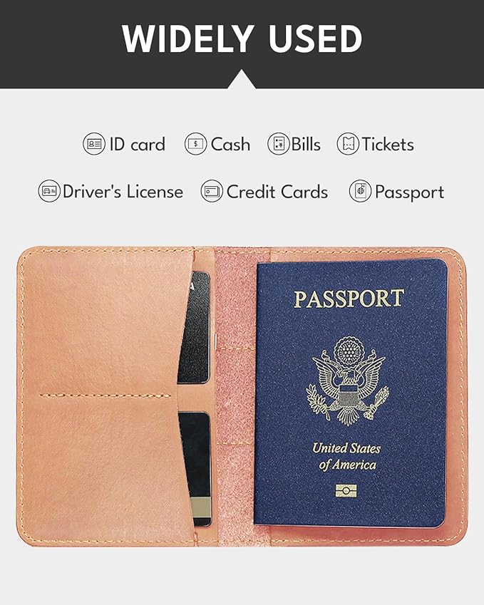 ALLIVE Passport Holder for Travel Women Men,Genuine Leather Passport Cover Wallet,Travel Must Haves Airport Essentials Travel Gifts Beige-CubbioJoy