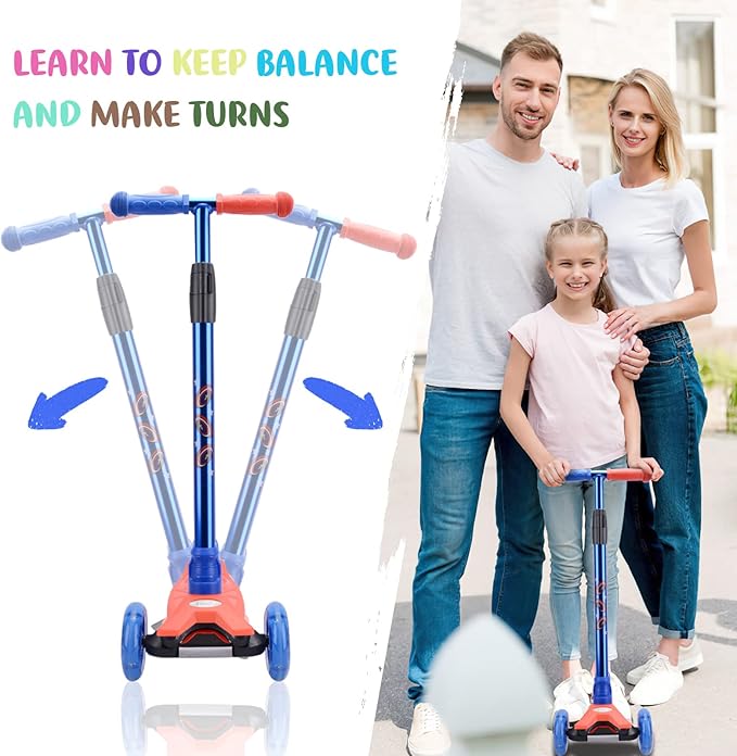 3 Wheel Scooter for Kids Ages 6-12,Kids Scooter with Light Up Wheels, Sturdy Deck Design, and 4 Height Adjustable Suitable for Kid Ages 3-12-CubbioJoy