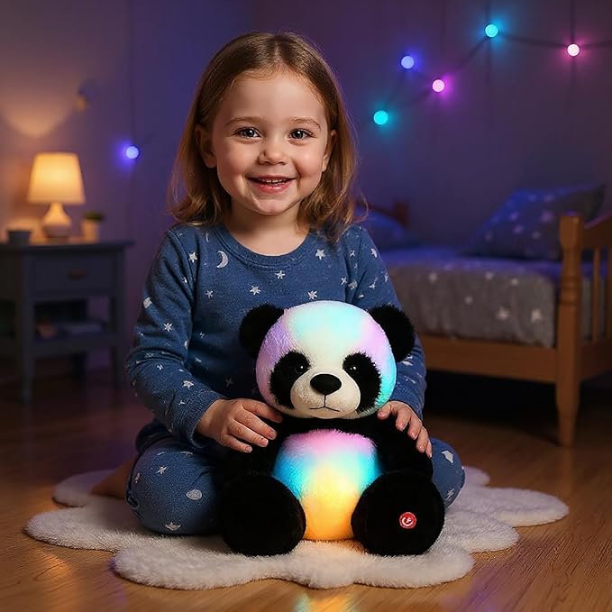Cuteoy Glowing LED Panda Light-up Nightlight Toys Musical Plush Stuffed Animal Soft Singing Lullabies Birthday Christmas Plushies Gifts for Kids Boys Girls,10"-CubbioJoy