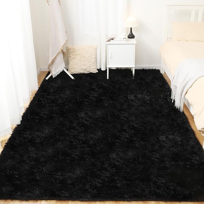 4x6 Black Rug, Area Rugs for Living Room, Soft Plush Area Rugs for Bedroom, Non-Slip Indoor Carpet for Nursery, Study Room, Playroom, Home Decor-CubbioJoy