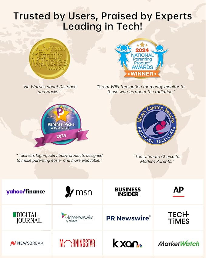 2K Video Baby Monitor with 2 Cameras and Audio, 3000ft Long Range Baby Monitor No WiFi, 5.5" Split Display, VOX - AI Cry Detect, ANR, IR Night Vision, 2-Way Audio, 6000mAh-CubbioJoy