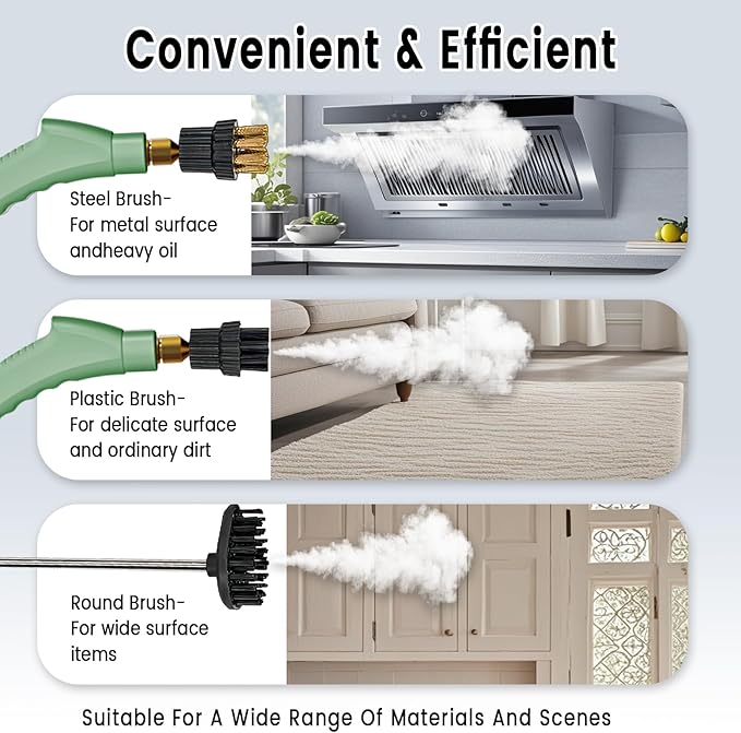 2500W Handheld Steam Cleaner,Portable Car Steamer For Auto Detailing,High-Temperature and Pressure Steam Cleaner For Home, Steam Cleaning Machine for Furniture,Kitchen,Grout,Floor,Tile (7-Green)-CubbioJoy