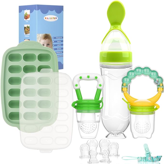 Baby Fruit Feeder & Baby Breastmilk Popsicle Molds-WAJIAYON Silicone Babies Food Freezer Tray Storage Containers, Infant Food Pacifier Feeder and Teether Infant Teething Feeders-CubbioJoy