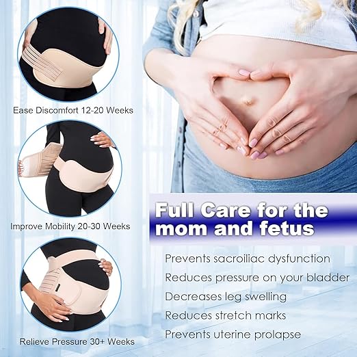 ChongErfei Maternity Belt Pregnancy Belly Band 3 in 1 Maternity Support Belt for Pregnant Back/Pelvic/Hip Pain, Maternity Band Belly Support for Pregnancy (Black, XL)-CubbioJoy