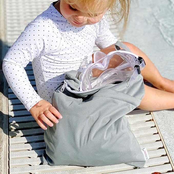 ALVABABY 2pcs Cloth Diaper Wet Dry Bags Waterproof Reusable with Two Zippered Pockets Travel Beach Pool Daycare Soiled Baby Items Yoga Gym Bag for Swimsuits or Wet Clothes LZD2324-CubbioJoy
