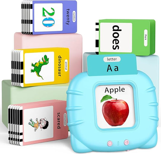 580 Pre-K Sight Words Talking Flash Cards with Dolch Words,Letters/Number(0-100), Etc, Speech Therapy, Autism Sensory Toys, Easter Basket Stuffer Gifts for 3-6 Year Old Boys and Girls, Blue-CubbioJoy