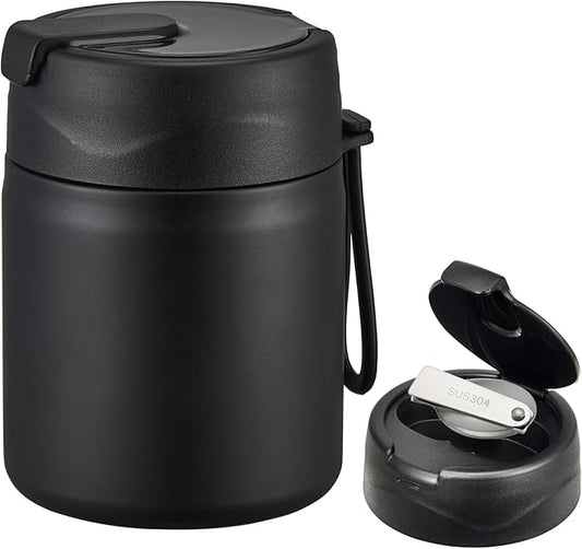 17oz Soup Thermo for Hot Food Kids,Insulated Food Jar with Spoon,Thermo Hot Food Lunch Container,Wide Mouth Leakproof Stainless Steel Lunch Box for School-Black-CubbioJoy